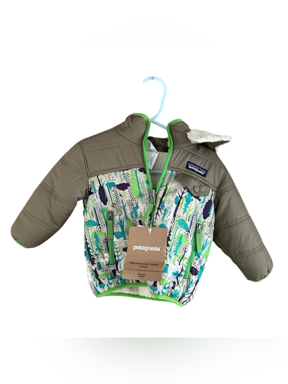 NWT Patagonia reversible Tribbles Jacket / Coat Kidcore Sherpa Removable Hoodie